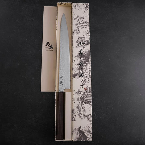 Sujihiki VG-10 Tsuchime Damascus Ashwood Handle 270mm (10.6”)-[Musashi]-[Japan-Küchenmesser]