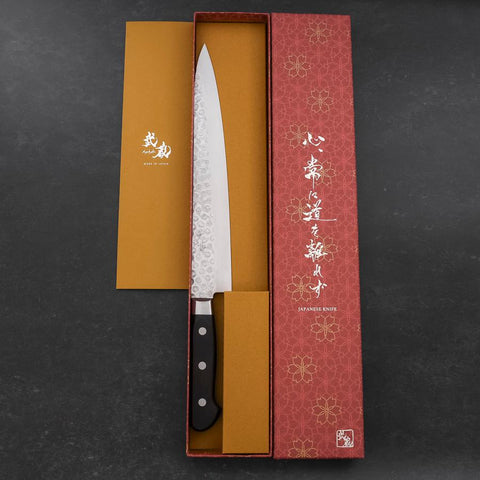 Sujihiki VG-10 Tsuchime Damascus Black Western Handle 245mm (9.6”)-[Musashi]-[Japan-Küchenmesser]