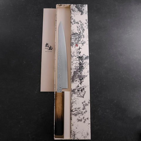 Sujihiki VG-10 Tsuchime Damast Yaki Urushi-Griff 240mm-[Musashi]-[Japan-Küchenmesser]