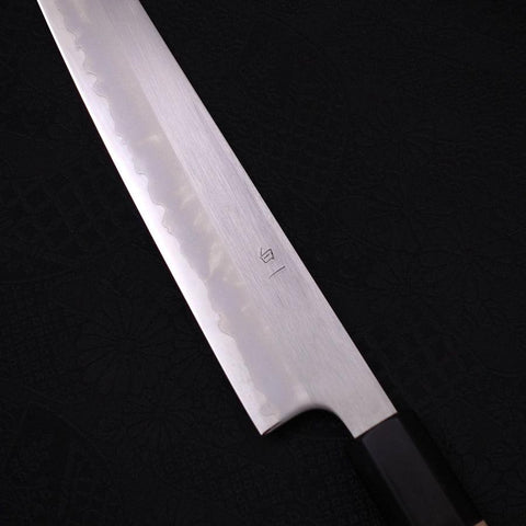 Sujihiki White Steel #1 Büffelhorn und Magnolienholz Griff 240mm-[Musashi]-[Japan-Küchenmesser]