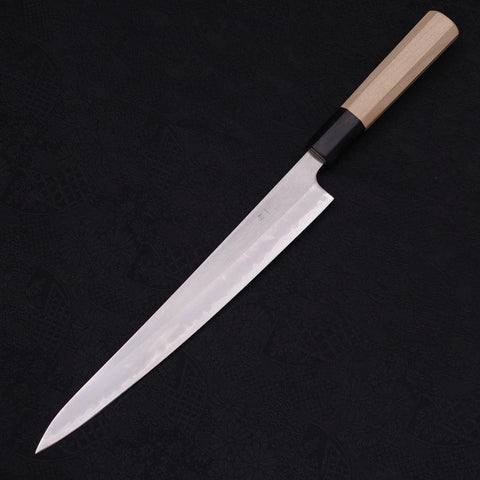 Sujihiki White Steel #1 Edelstahlummantelung Kasumi Büffelhorn und Magnolienholz Griff 240mm-[Musashi]-[Japan-Küchenmesser]