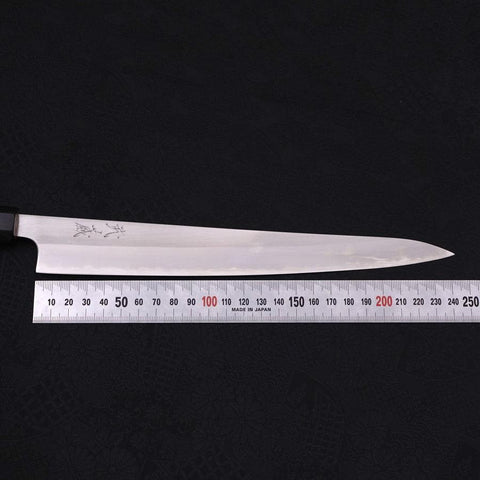 Sujihiki White Steel #1 Edelstahlummantelung Kasumi Büffelhorn und Magnolienholz Griff 240mm-[Musashi]-[Japan-Küchenmesser]
