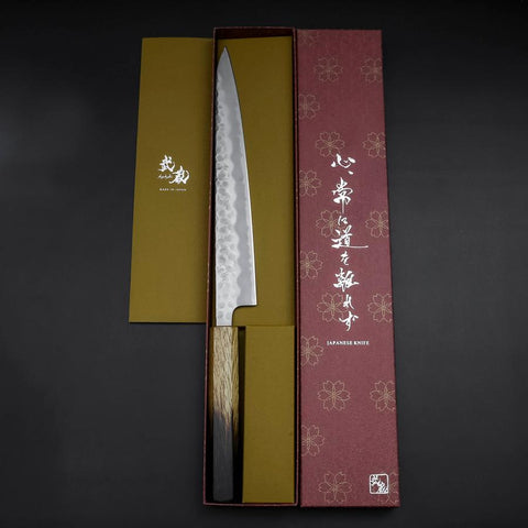 Sujihiki White Steel #2 Tsuchime Yaki Urushi Griff 240mm-[Musashi]-[Japan-Küchenmesser]