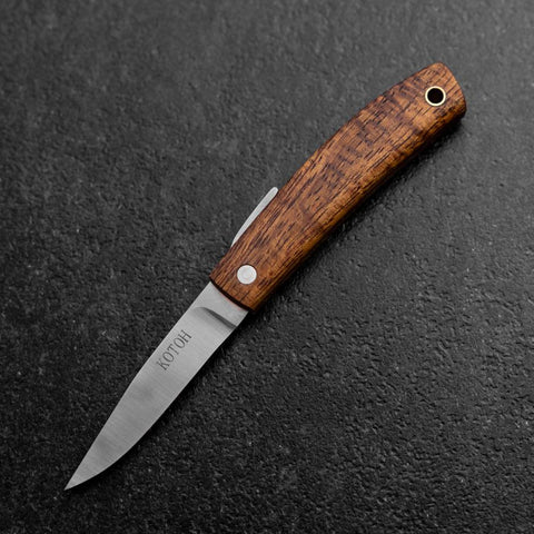 Taschenmesser AUS-8 Hawaiian Koa Outdoor-Messer 55mm mit Lederscheide-[Musashi]-[Japan-Küchenmesser]