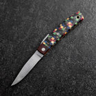 Taschenmesser VG-10 Kariert Stabilisiertes Holz Outdoor-Messer 55mm mit Lederscheide-[Musashi]-[Japan-Küchenmesser]