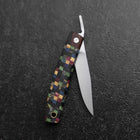 Taschenmesser VG-10 Kariert Stabilisiertes Holz Outdoor-Messer 55mm mit Lederscheide-[Musashi]-[Japan-Küchenmesser]