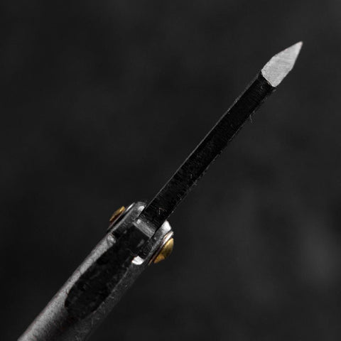 Taschenmesser White Steel #2 45mm Carbon Kurouchi Tsuchime Knifegata mit Paulownia Holz-Box-[Musashi]-[Japan-Küchenmesser]