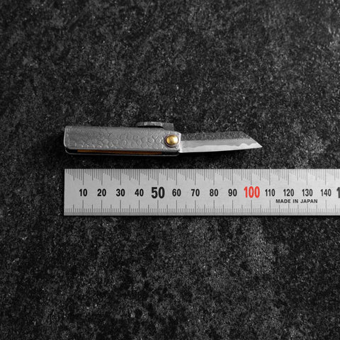 Taschenmesser White Steel #2 45mm Carbon Kurouchi Tsuchime Knifegata mit Paulownia Holz-Box-[Musashi]-[Japan-Küchenmesser]