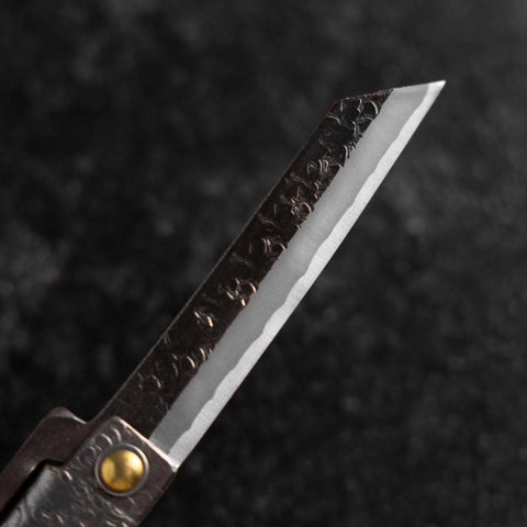 Taschenmesser White Steel #2 75mm Carbon Tsuchime Kanagata mit Paulownia-Holzbox-[Musashi]-[Japan-Küchenmesser]