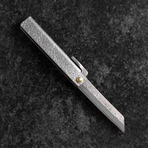 Taschenmesser White Steel #2 75mm Carbon Tsuchime Kanagata mit Paulownia-Holzbox-[Musashi]-[Japan-Küchenmesser]