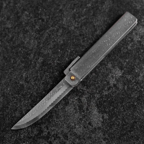 Taschenmesser White Steel #2 90mm Carbon Tsuchime Kengata mit Paulownia-Holzbox-[Musashi]-[Japan-Küchenmesser]