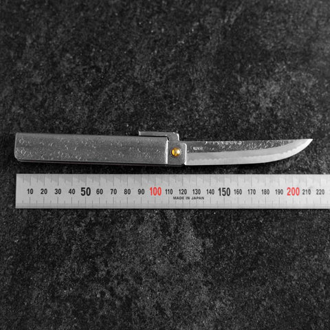 Taschenmesser White Steel #2 90mm Carbon Tsuchime Kengata mit Paulownia-Holzbox-[Musashi]-[Japan-Küchenmesser]