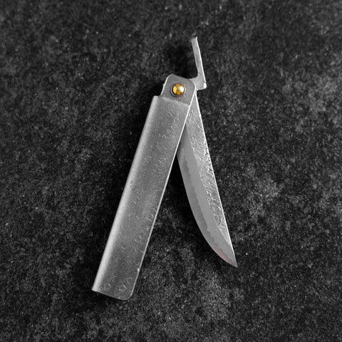 Taschenmesser White Steel #2 90mm Carbon Tsuchime Kengata mit Paulownia-Holzbox-[Musashi]-[Japan-Küchenmesser]