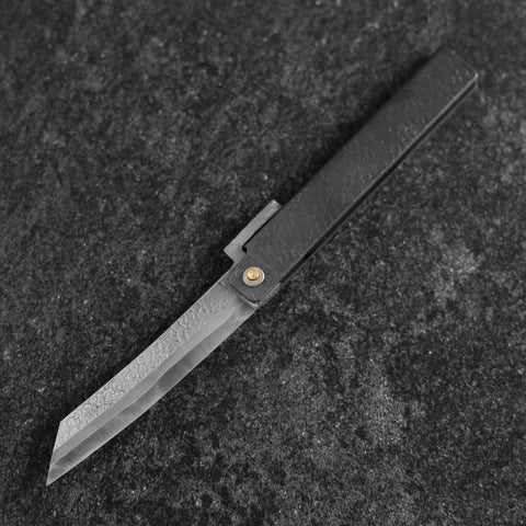 Taschenmesser White Steel #2 90mm Carbon Tsuchime Knifegata Schwarz mit Paulownia Holz-Box-[Musashi]-[Japan-Küchenmesser]