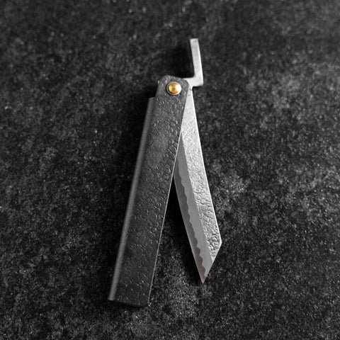Taschenmesser White Steel #2 90mm Carbon Tsuchime Knifegata Schwarz mit Paulownia Holz-Box-[Musashi]-[Japan-Küchenmesser]