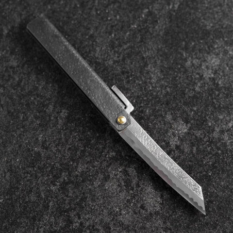 Taschenmesser White Steel #2 90mm Carbon Tsuchime Knifegata Schwarz mit Paulownia Holz-Box-[Musashi]-[Japan-Küchenmesser]