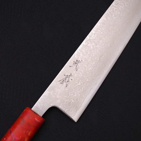 Tsushima Messer Kiritsuke VG-10 Damast Roter Ozeanplastik Griff 210mm-[Musashi]-[Japan-Küchenmesser]