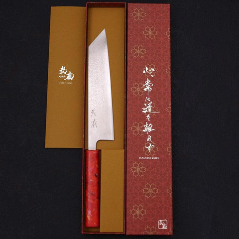 Tsushima Messer Kiritsuke VG-10 Damast Roter Ozeanplastik Griff 210mm-[Musashi]-[Japan-Küchenmesser]