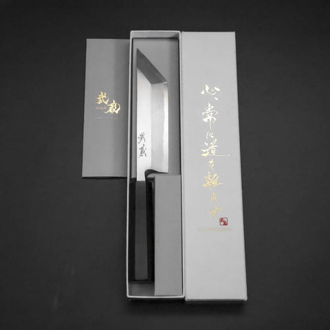 Unagisaki (Edo) Blue Steel #1 Hon-Kasumi Buffalo Ebony Handle 150mm-[Musashi]-[Japanese-Kitchen-Knives]