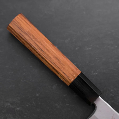 Unagisaki (Edo) Blue Steel #1 Hon-Kasumi Büffelhorn und Teak Griff 210mm-[Musashi]-[Japan-Küchenmesser]