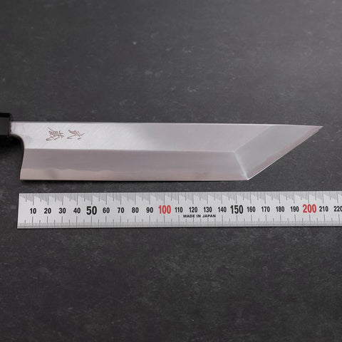 Unagisaki (Edo) Blue Steel #1 Hon-Kasumi Büffelhorn und Teak Griff 210mm-[Musashi]-[Japan-Küchenmesser]