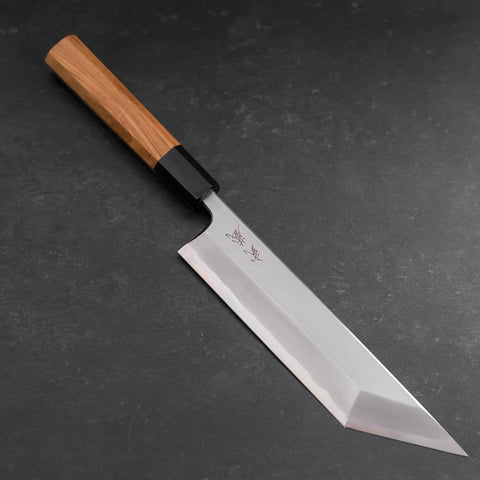 Unagisaki (Edo) Blue Steel #1 Hon-Kasumi Büffelhorn und Teakholz Griff 195mm-[Musashi]-[Japan-Küchenmesser]