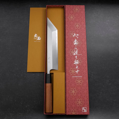 Unagisaki (Edo) White Steel #2 Hon-Kasumi Büffelhorn und Teak Griff 210mm-[Musashi]-[Japan-Küchenmesser]
