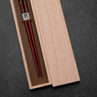 Urushi Gasumi Rote Lackierte Essstäbchen 210mm mit Paulownia-Holzbox-[Musashi]-[Japan-Küchenmesser]