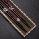 Urushi Hori Benkei Lacquered Wooden Chopsticks Set 210mm Red and 230mm Black with Paulownia Wooden Box (8.3”)-[Musashi]-[Japan-Küchenmesser]