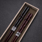 Urushi Hori Benkei Lacquered Wooden Chopsticks Set 210mm Red and 230mm Black with Paulownia Wooden Box (8.3”)-[Musashi]-[Japan-Küchenmesser]