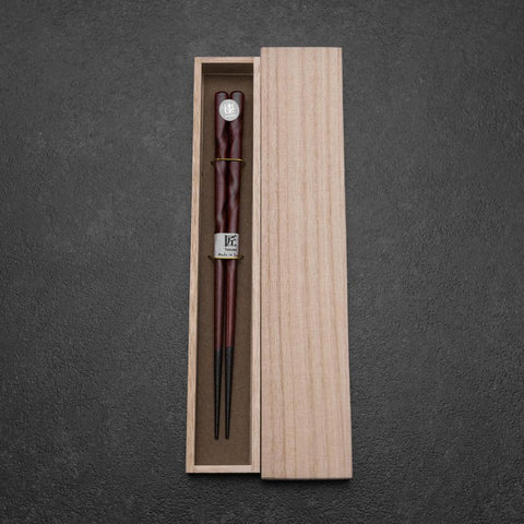 Urushi Hori Benkei Rote Lackierte Essstäbchen aus Holz 210mm mit Paulownia-Holzbox-[Musashi]-[Japan-Küchenmesser]