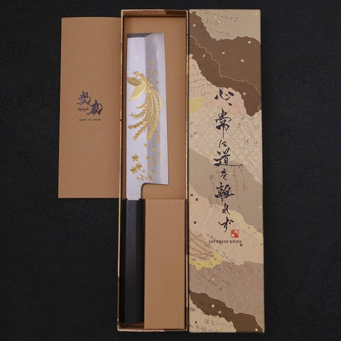 Usuba (Kanto-Stil) White Steel #2 Kasumi Chokin "Phoenix In Sakura" Büffelhorn und Ebenholz Griff 180mm-[Musashi]-[Japan-Küchenmesser]