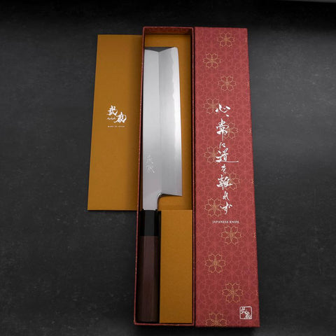 Usuba (Kanto) White Steel #1 Kagami Büffelhorn und Walnussholz Griff 240mm-[Musashi]-[Japan-Küchenmesser]