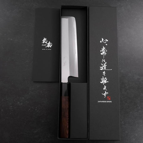 Usuba(Kanto) White Steel #2 Kasumi Büffelhorn und Ebenholz Griff 165mm-[Musashi]-[Japan-Küchenmesser]