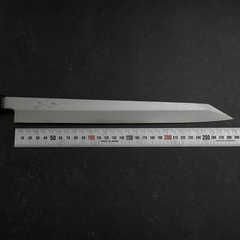 Yanagi Kiritsuke Blue Steel #1 Suminagashi Büffelhorn und Ebenholz Griff mit Scheide 300mm-[Musashi]-[Japan-Küchenmesser]