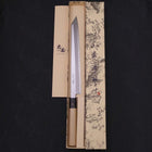 Yanagi Kiritsuke Blue Steel #2 Kasumi Büffelhorn und Magnolienholz Griff 270mm-[Musashi]-[Japan-Küchenmesser]