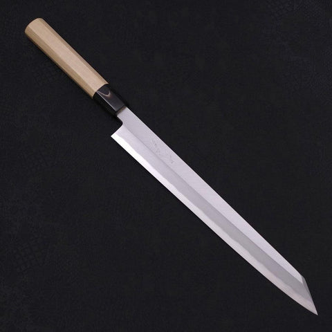 Yanagi Kiritsuke Blue Steel #2 Kasumi Büffelhorn und Magnolienholz Griff 270mm-[Musashi]-[Japan-Küchenmesser]