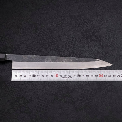 Yanagi Kiritsuke Blue Steel #2 Kurouchi Büffelhorn und Ebenholz Griff 240mm-[Musashi]-[Japan-Küchenmesser]