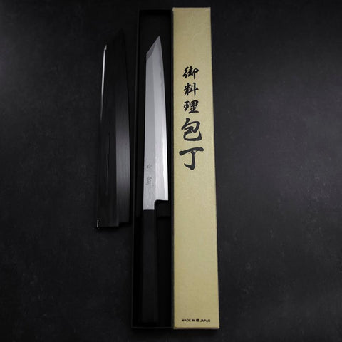 Yanagi Kiritsuke Blue steel #1 Suminagashi Büffelhorn und Ebenholz Griff mit Scheide 270mm-[Musashi]-[Japan-Küchenmesser]