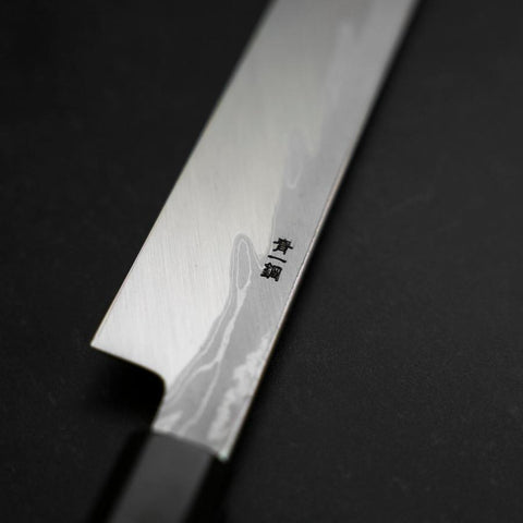 Yanagi Kiritsuke Blue steel #1 Suminagashi Büffelhorn und Ebenholz Griff mit Scheide 270mm-[Musashi]-[Japan-Küchenmesser]