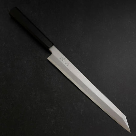 Yanagi Kiritsuke Blue steel #1 Suminagashi Büffelhorn und Ebenholz Griff mit Scheide 270mm-[Musashi]-[Japan-Küchenmesser]