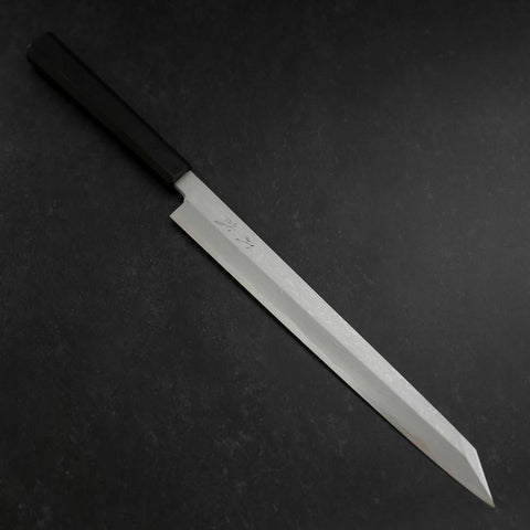 Yanagi Kiritsuke Blue steel #1 Suminagashi Büffelhorn und Ebenholz Griff mit Scheide 300mm-[Musashi]-[Japan-Küchenmesser]