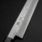 Yanagi Kiritsuke Blue steel #1 Suminagashi Büffelhorn und Ebenholz Griff mit Scheide 330mm-[Musashi]-[Japan-Küchenmesser]