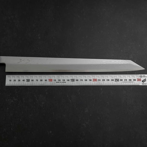 Yanagi Kiritsuke Blue steel #1 Suminagashi Büffelhorn und Ebenholz Griff mit Scheide 330mm-[Musashi]-[Japan-Küchenmesser]