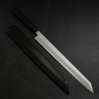 Yanagi Kiritsuke Blue steel #1 Suminagashi Büffelhorn und Ebenholz Griff mit Scheide 330mm-[Musashi]-[Japan-Küchenmesser]
