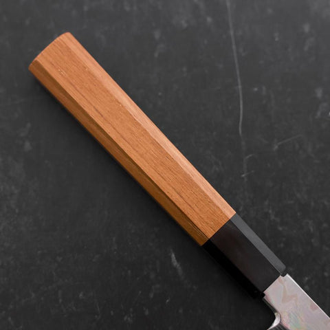 Yanagi Kiritsuke Silver Steel #3 Damast Kagami Büffelhorn und Teakholz Griff 300mm-[Musashi]-[Japan-Küchenmesser]