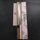 Yanagi Kiritsuke Silver Steel #3 Damast Kagami Büffelhorn und Teakholz Griff 300mm-[Musashi]-[Japan-Küchenmesser]