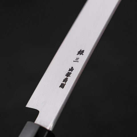 Yanagi Kiritsuke Silver Steel #3 Damast Kagami Büffelhorn und Walnussholz Griff 270mm-[Musashi]-[Japan-Küchenmesser]