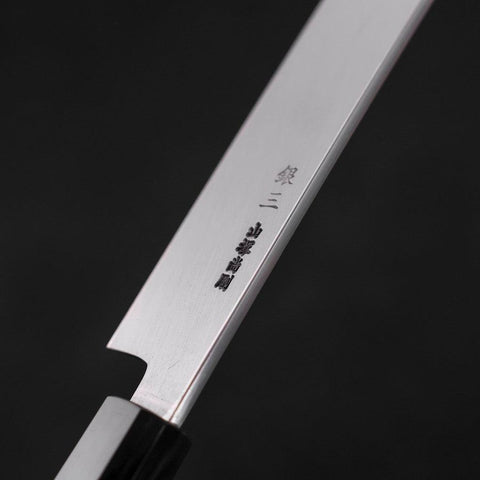Yanagi Kiritsuke Silver Steel #3 Damast Kagami Büffelhorn und Walnussholz Griff 300mm-[Musashi]-[Japan-Küchenmesser]