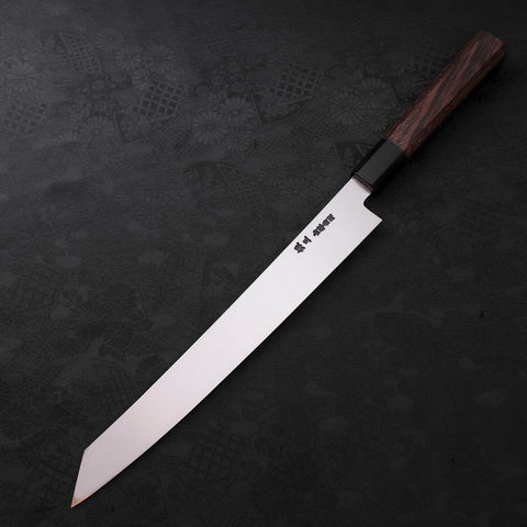 Yanagi Kiritsuke Silver Steel #3 Honyaki Kagami Büffelhorn und Wenge Griff 270mm-[Musashi]-[Japan-Küchenmesser]
